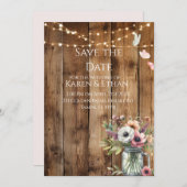 Rustic Floral Blossoms Save the Date Invitation  招待状 (正面/裏面)