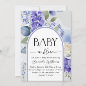 Rustic Floral Blue Baby in Bloom Boy Baby Shower 招待状 (正面)