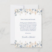 Rustic Floral Boho Blue and Beige Wedding サンキューカード (正面)