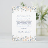 Rustic Floral Boho Blue and Beige Wedding サンキューカード (スタンド正面)
