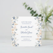Rustic Floral Boho Blue and Beige Wedding セーブザデート (スタンド正面)