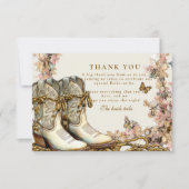 Rustic Floral Boots Bridal Shower サンキューカード (正面)