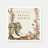 Rustic Floral Boots Bridal Shower スタンダードカクテルナプキン (正面)