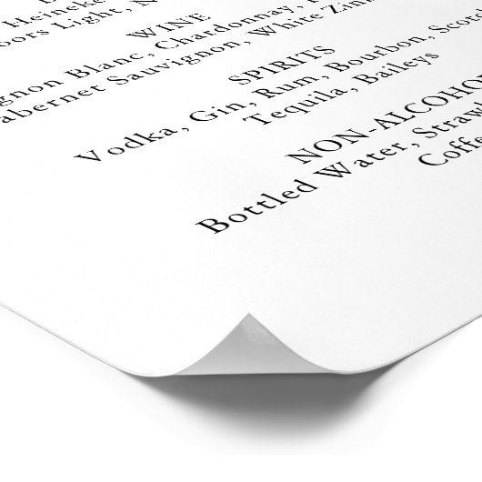 Rustic Floral Botanical Wedding Drinks Menu Sign ポスター (角)