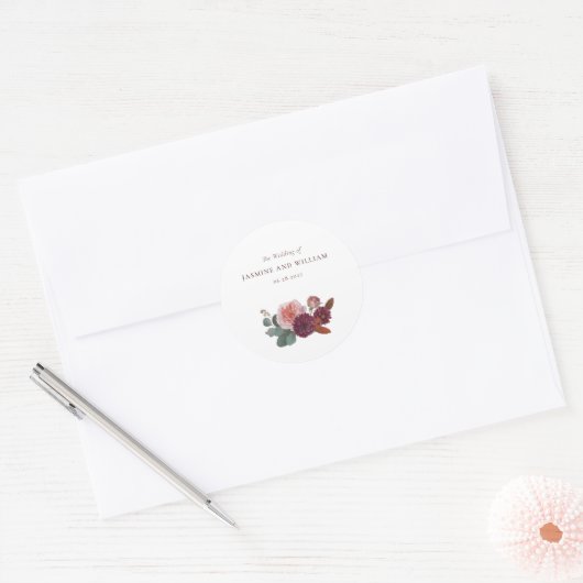 Rustic Floral Bouquet Wedding Envelope seal ラウンドシール (封筒)