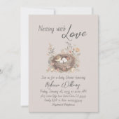 Rustic Floral Bow Baby Shower Nesting Party 招待状 (正面)