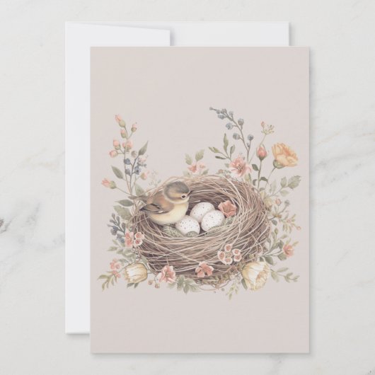 Rustic Floral Bow Baby Shower Nesting Party 招待状 (裏面)