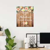 Rustic Floral Bridal Shower Poster ポスター (ホームオフィス)