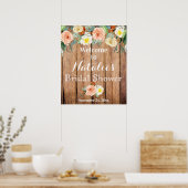 Rustic Floral Bridal Shower Poster ポスター (キッチン)