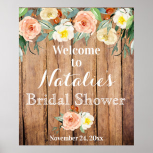 Rustic Floral Bridal Shower Poster ポスター