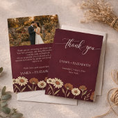 Rustic Floral Burgundy Wedding サンキューカード