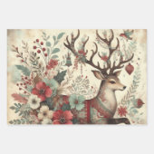 Rustic Floral Christmas Santa Wrapping Paper ラッピングペーパーシート (正面3)