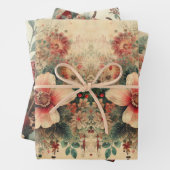 Rustic Floral Christmas Santa Wrapping Paper ラッピングペーパーシート (インサイチュ)