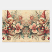 Rustic Floral Christmas Santa Wrapping Paper ラッピングペーパーシート (正面)