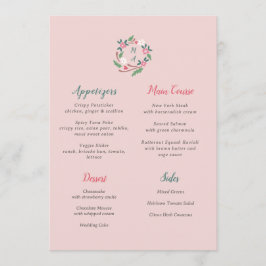 Rustic Floral Crest with Monogram Flat Menu メニュー