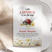Rustic Floral Daisy A Little Ladybug Baby Shower 招待状