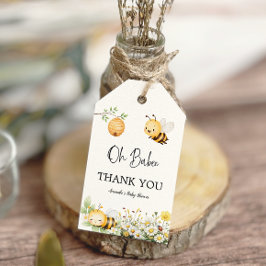 Rustic Floral Daisy Oh Babee Honey Bee Baby Shower ギフトタグ