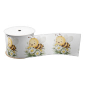 Rustic Floral Daisy Oh Babee Honey Bee Baby Shower サテンリボン (リール)