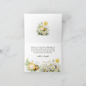 Rustic Floral Daisy Oh Babee Honey Bee Baby Shower サンキューカード (内部)