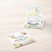 Rustic Floral Daisy Oh Babee Honey Bee Baby Shower スクエアペーパーコースター (インサイチュ)