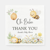Rustic Floral Daisy Oh Babee Honey Bee Baby Shower スタンダードランチョンナプキン (正面)