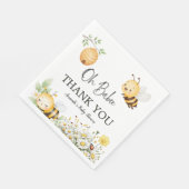 Rustic Floral Daisy Oh Babee Honey Bee Baby Shower スタンダードランチョンナプキン (角)