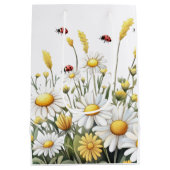 Rustic Floral Daisy Oh Babee Honey Bee Baby Shower ミディアムペーパーバッグ (裏面)