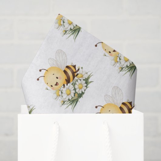 Rustic Floral Daisy Oh Babee Honey Bee Baby Shower 薄葉紙 (ギフトバッグ)