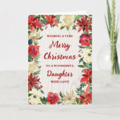 Rustic Floral Daughter Merry Christmas カード (正面)