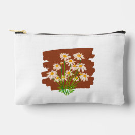 Rustic floral design on brown background アクセサリーポーチ