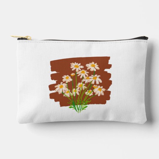 Rustic floral design on brown background アクセサリーポーチ (正面)
