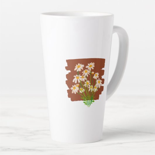 Rustic floral design on brown background カフェラテマグ (右アングル)