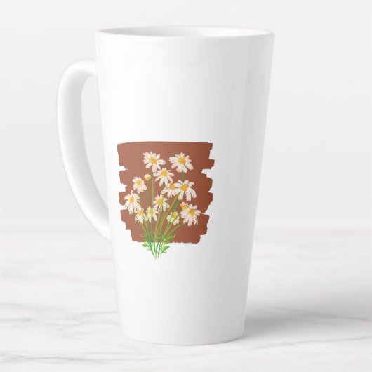 Rustic floral design on brown background カフェラテマグ (左アングル)