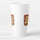 Rustic floral design on brown background カフェラテマグ (正面)