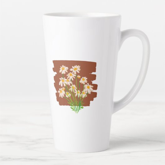 Rustic floral design on brown background カフェラテマグ (右)