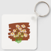 Rustic floral design on brown background キーホルダー (裏面)