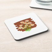 Rustic floral design on brown background コースター (左側)