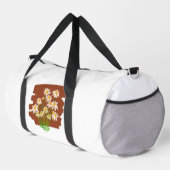 Rustic floral design on brown background ダッフルバッグ (右コーナー)