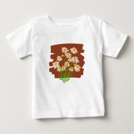Rustic floral design on brown background ベビーTシャツ
