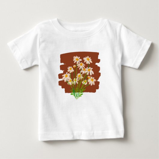 Rustic floral design on brown background ベビーTシャツ (正面)