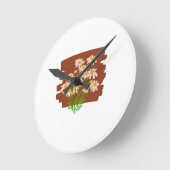 Rustic floral design on brown background ラウンド壁時計 (傾斜)