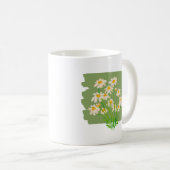 Rustic Floral Design on Green Background コーヒーマグカップ (正面右)