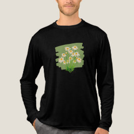 Rustic Floral Design on Green Background トライブレンドＴシャツ
