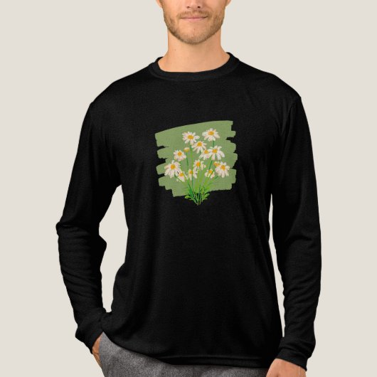 Rustic Floral Design on Green Background トライブレンドＴシャツ (正面)