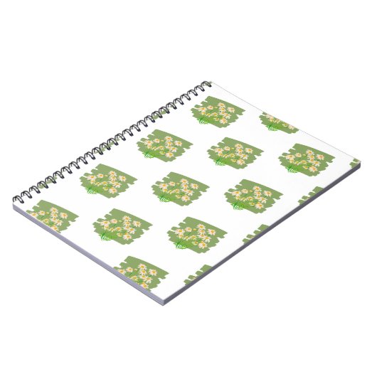 Rustic Floral Design on Green Background ノートブック (左側)