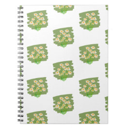 Rustic Floral Design on Green Background ノートブック