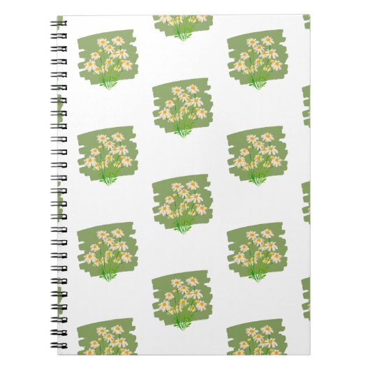 Rustic Floral Design on Green Background ノートブック (正面)