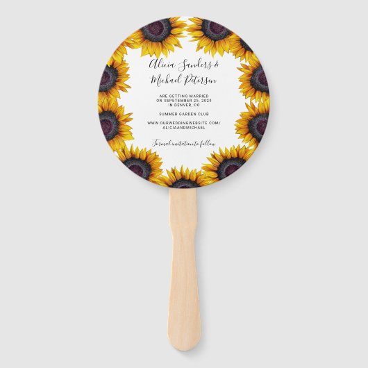 Rustic floral elegant script wedding save date ハンドファン (裏面)