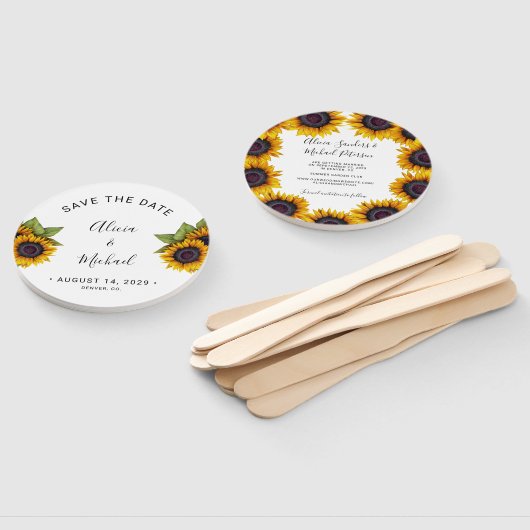 Rustic floral elegant script wedding save date ハンドファン (組立なし)