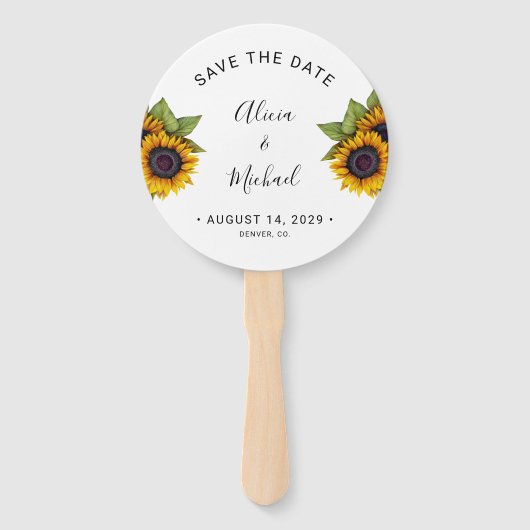 Rustic floral elegant script wedding save date ハンドファン (正面)